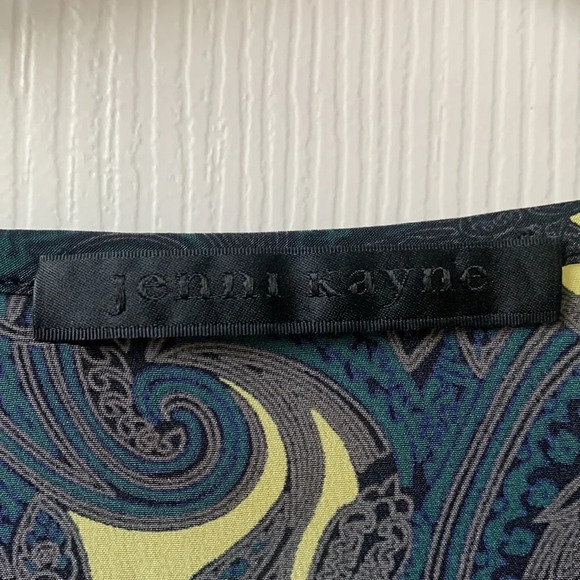 Jenni Kayne Paisley Print long sleeve Top blouse career office Medium 100% silk - Picture 3 of 6